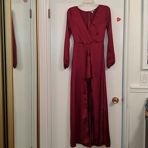 Charlotte Russe Maroon Long Sleeve Evening Gown